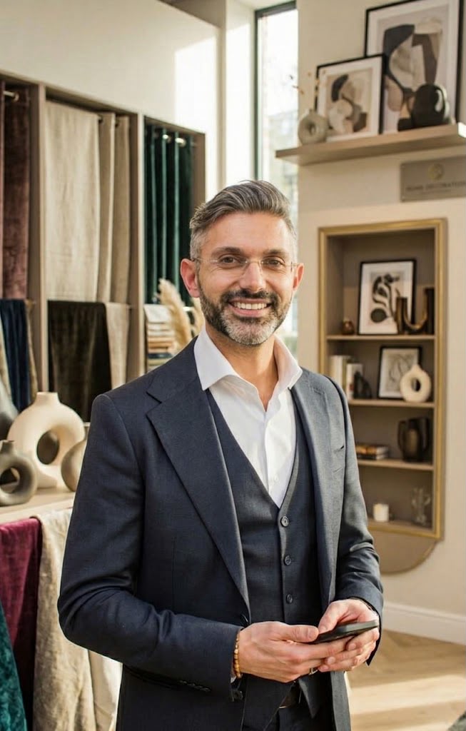 De zaakvoerder van Ihlasim Decoratie, tweede generatie, in de showroom